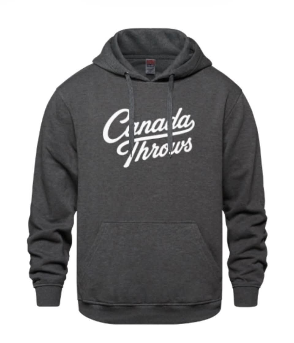 Canada Throws Embroidered Hoodie- Charcoal