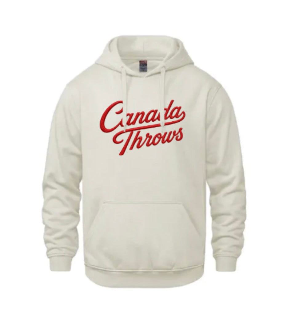 Canada Throws Embroidered Hoodie- Ivory